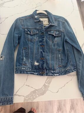Abercrombie & Fitch Blue Distressed Denim Jacket
